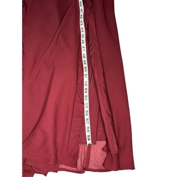 ASOS Design high neck ruffled maxi dress in berry - 14 - Picture 10 of 12